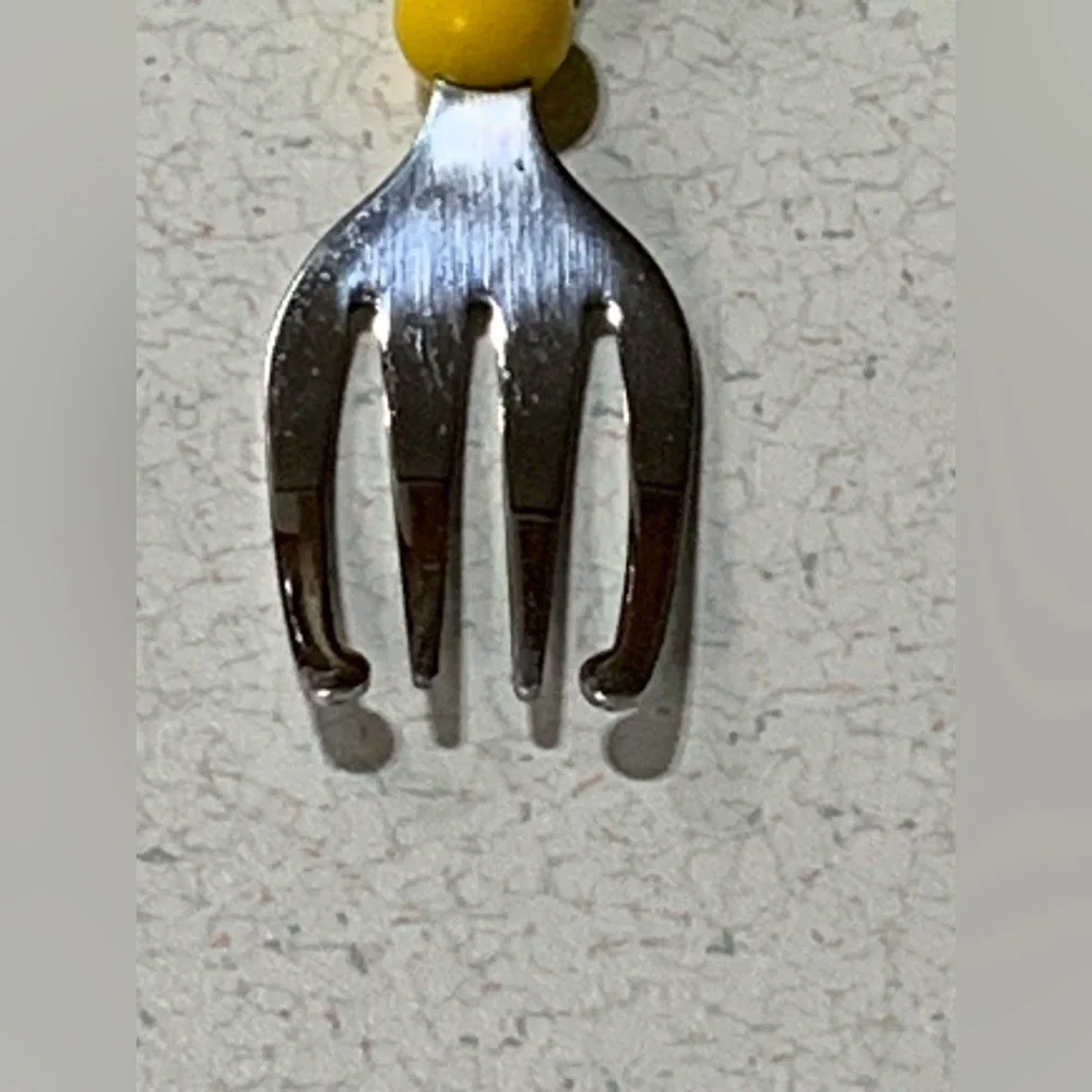Vintage 90’s Gerber Fork & Spoon Set. Green & Yellow, Chunky Knubby Handle, 5